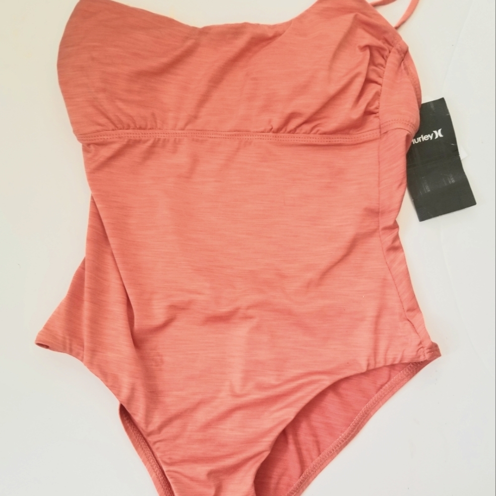 NWT Hurley One Shoulder One Piece Melon Orange Swimsuit Size S